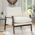 LOVEfabHOME - White 35.4 Velvet Arm Chair with Rubber Wood Frame