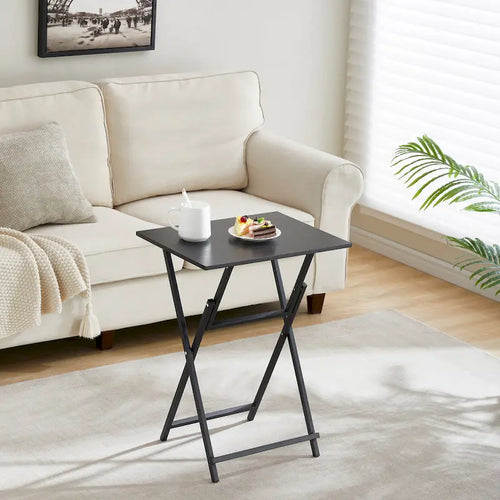 LOVEfabHOME - 2-Piece Folding TV Tray Table,Portable Sofa Side Table,Industrial Snack Table, Space-Saving Easy to Fold Wood Rustic