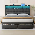 LOVEfabHOME - King Platform Bed with Charging Headboard, RGB Lights & 20W USB Ports