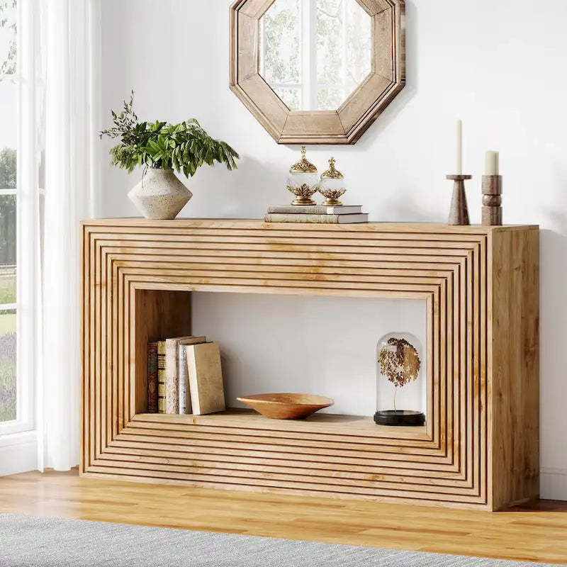 LOVEfabHOME - 59-Inch Long Console Table for Living Room, Narrow Wood Entryway Table