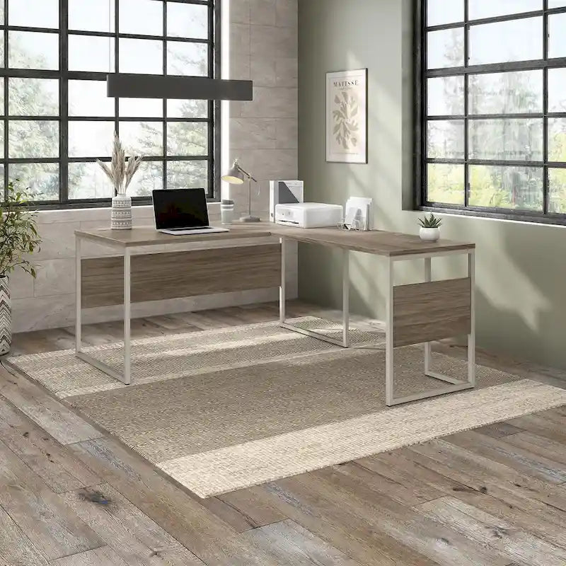 LOVEfabHOME - 60W x 30D L-Shaped Desk with Metal Legs