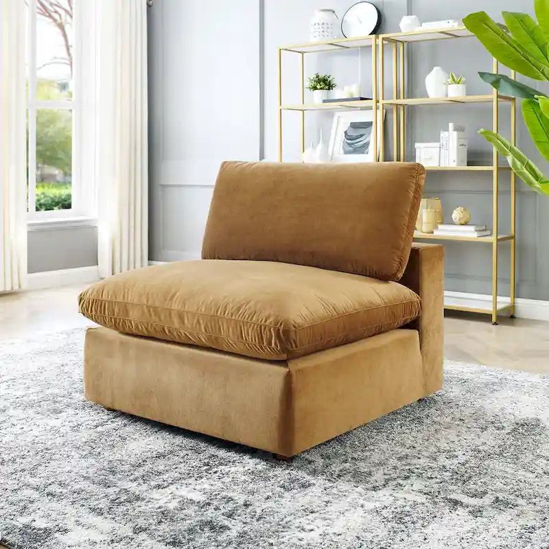 LOVEfabHOME - Down Filled Overstuffed Performance Velvet Armless Chair