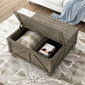 Farmhouse Lift-Top Storage Coffee Table, 36-Inch Acacia & Pine Wood, Antique Finish