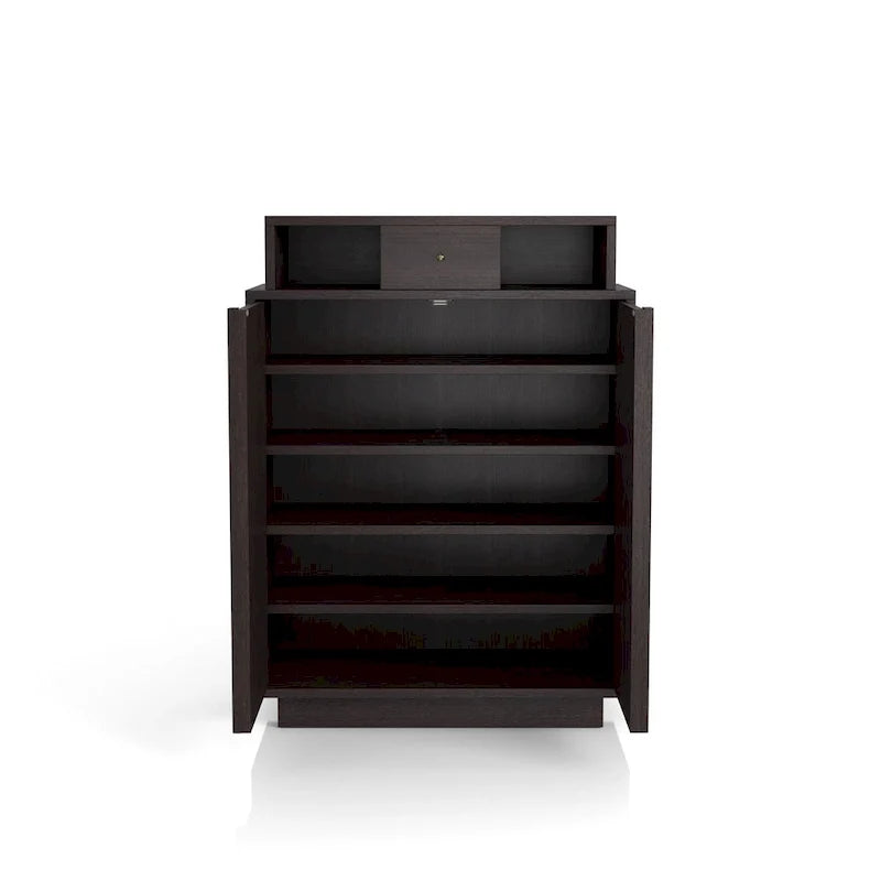 LOVEfabHOME - 5-Shelf Shoe Cabinet with Drawer, Espresso