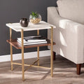 LOVEfabHOME - Square Faux Marble Side Table with Storage Shelf