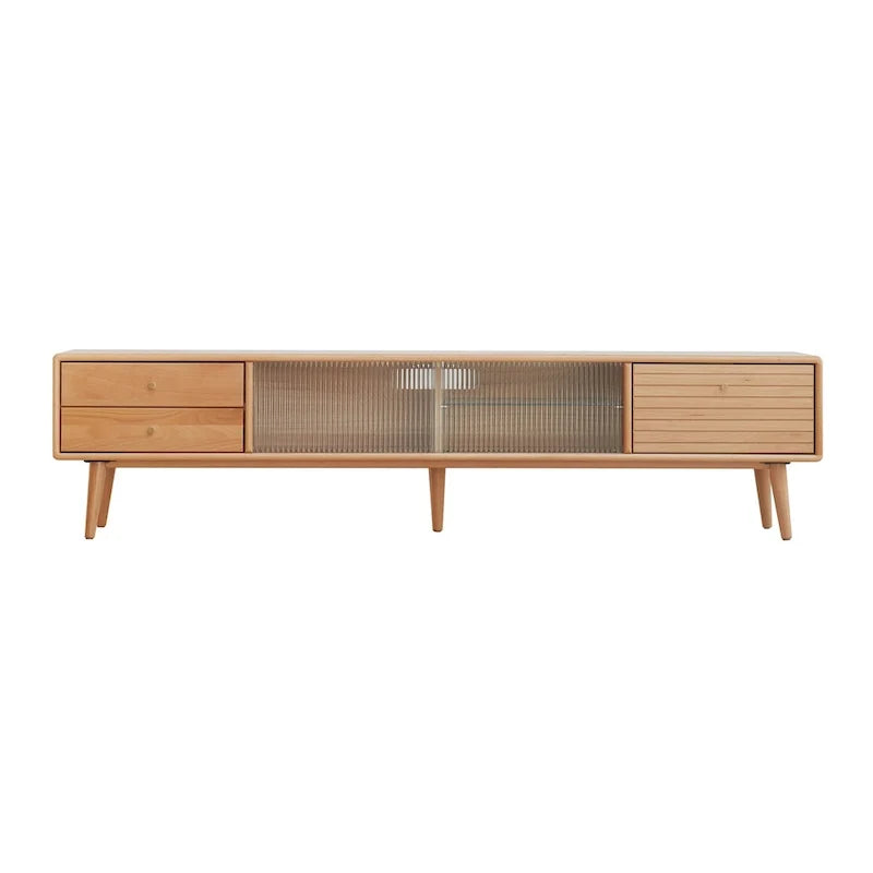 LOVEfabHOME - TV Stand With Glass Doors and 3 Drawers