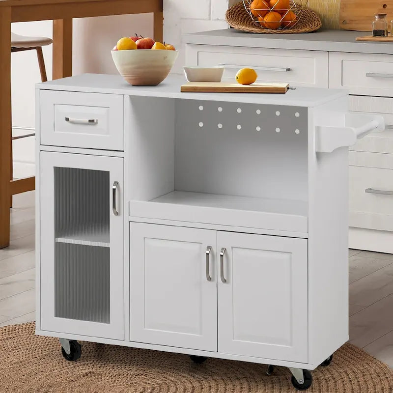 LOVEfabHOME - Multi-functional Kitchen Cart with Towel Rack, Large Storage Space