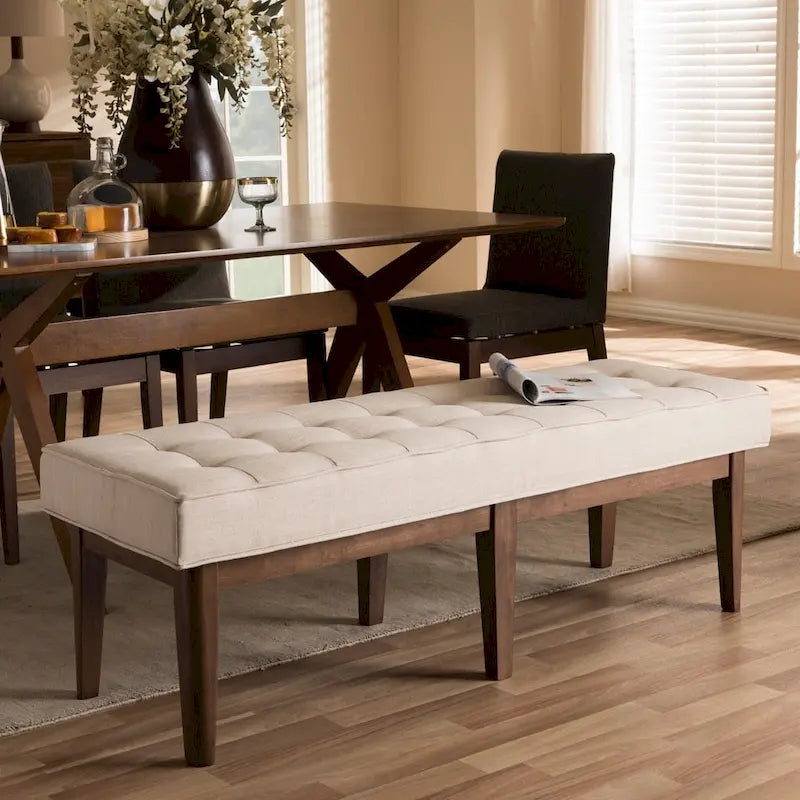 LOVEfabHOME - Mid-Century Button-Tufted Upholstered Bench