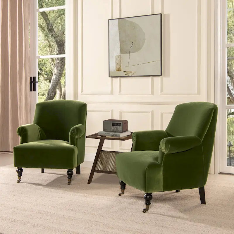 Transitional Velvet Pleated Sock Arm Accent Chair
