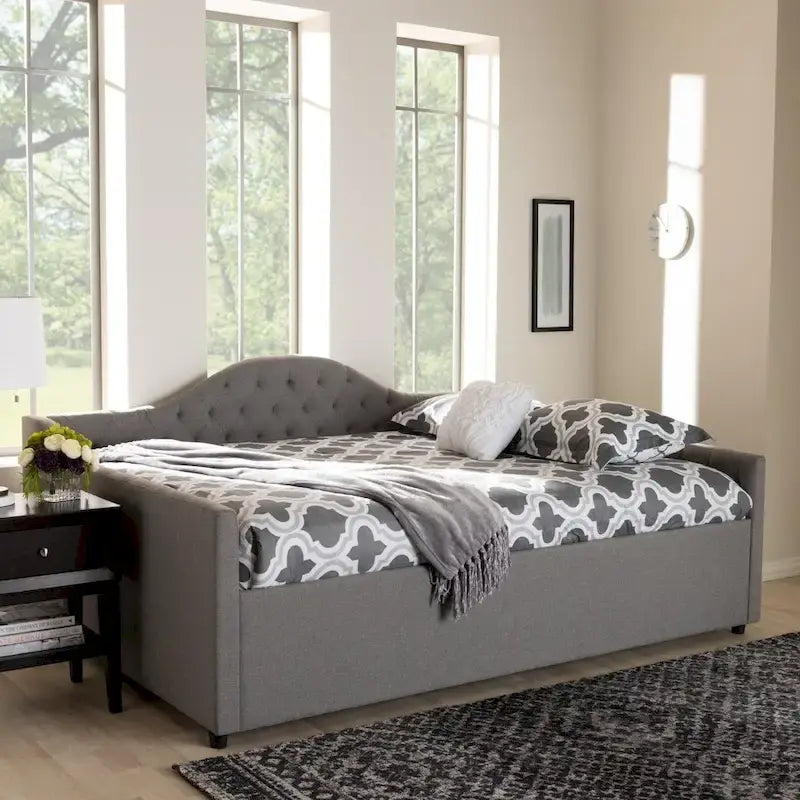 LOVEfabHOME - Fabric Upholstered Daybed with Button-Tufted Headboard