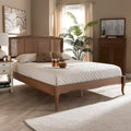 LOVEfabHOME - Wood and Synthetic Rattan Platform Bed – Ash Walnut, French Provincial Style