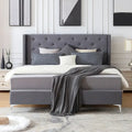 LOVEfabHOME - Queen Size Velvet Upholstered Platform Bed Frame with 6 inches Metal Legs