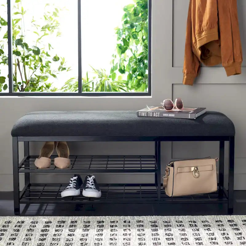 LOVEfabHOME - Open Shelf Bench with Cushion, 42"W x 15"D x 18"H