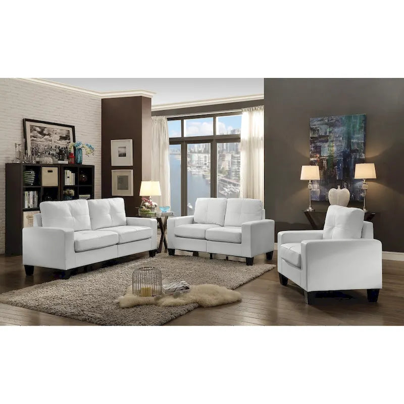 LOVEfabHOME - 71 in. W Faux Leather 3-Seat Sofa with Track Arms
