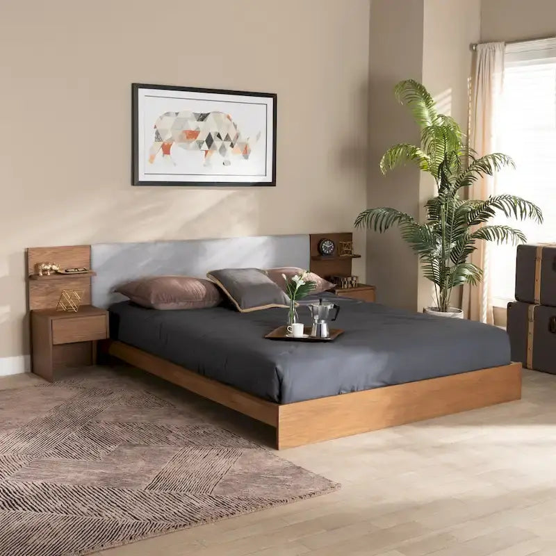 LOVEfabHOME - Modern Platform Storage Bed with Built-In Nightstands (Queen)