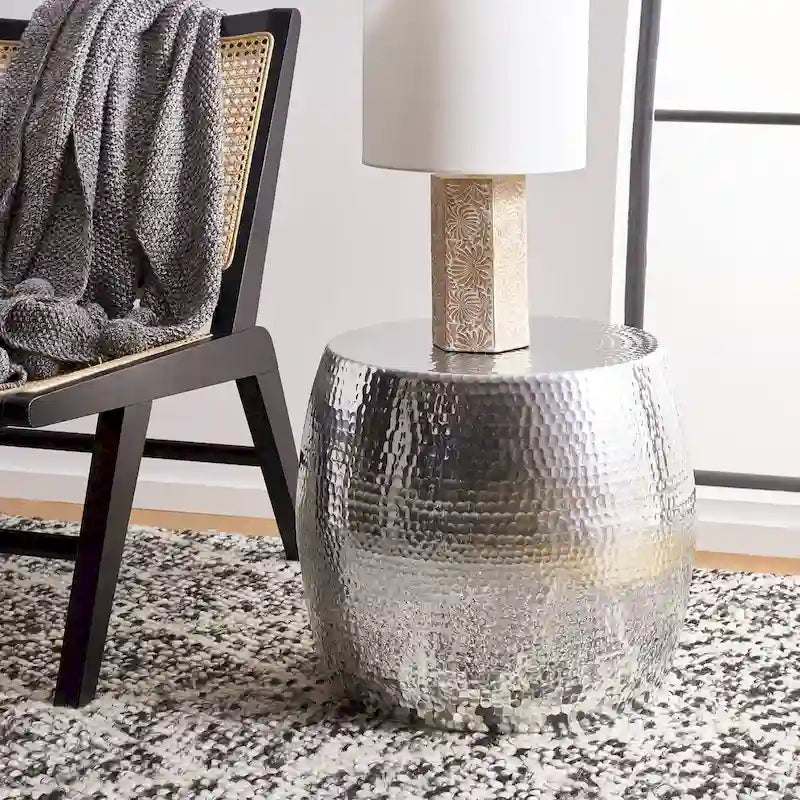 LOVEfabHOME - Silver Round Side Table 15"W x 15"D x 16"H