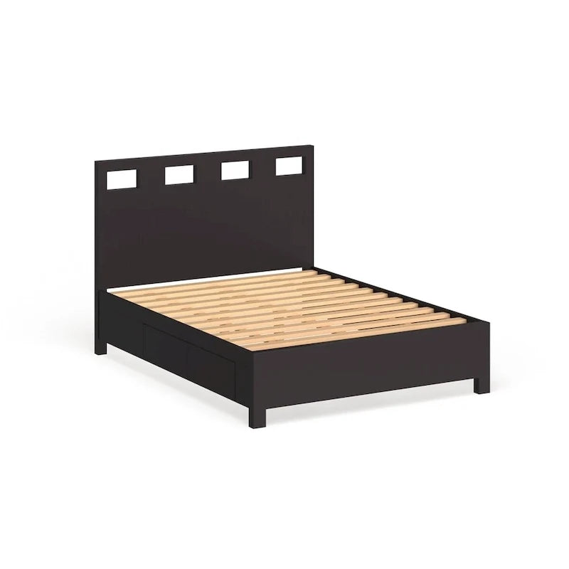 LOVEfabHOME - Rectangular Cutout Platform Storage Bed, Espresso Finish