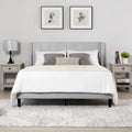 LOVEfabHOME - Upholstered Platform Bed Frame with Vertical Stripe Headboard