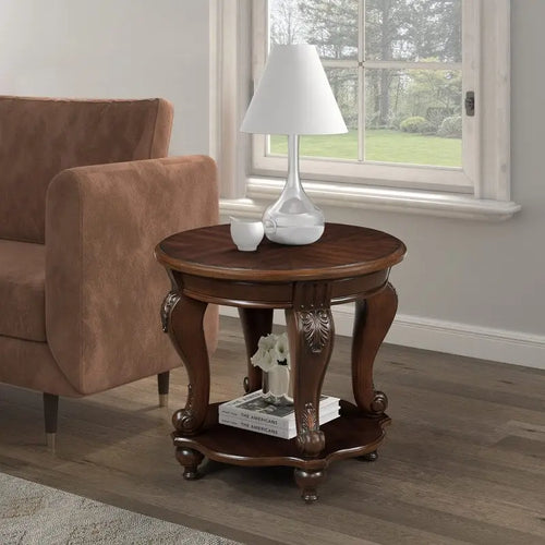 LOVEfabHOME - 22 Inch Round End Table with Shelf