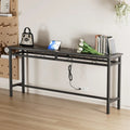 LOVEfabHOME - o Console Table with with Charging Station & USB Ports, Charcoal Gray