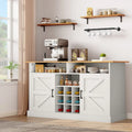 LOVEfabHOME - 52Farmhouse Coffee Bar Cabinet with Floating Shelf - 15.75D x 52W x 34H