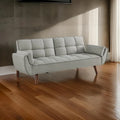 LOVEfabHOME - 84 Inch Sofa Futon Bed with Tufted Back, Angled Legs, Gray Fabric