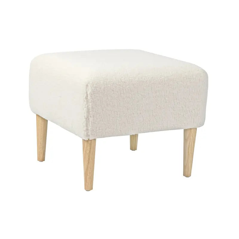 LOVEfabHOME - Side Table Foot Stool Padded Boucle Ottoman with Wood Legs
