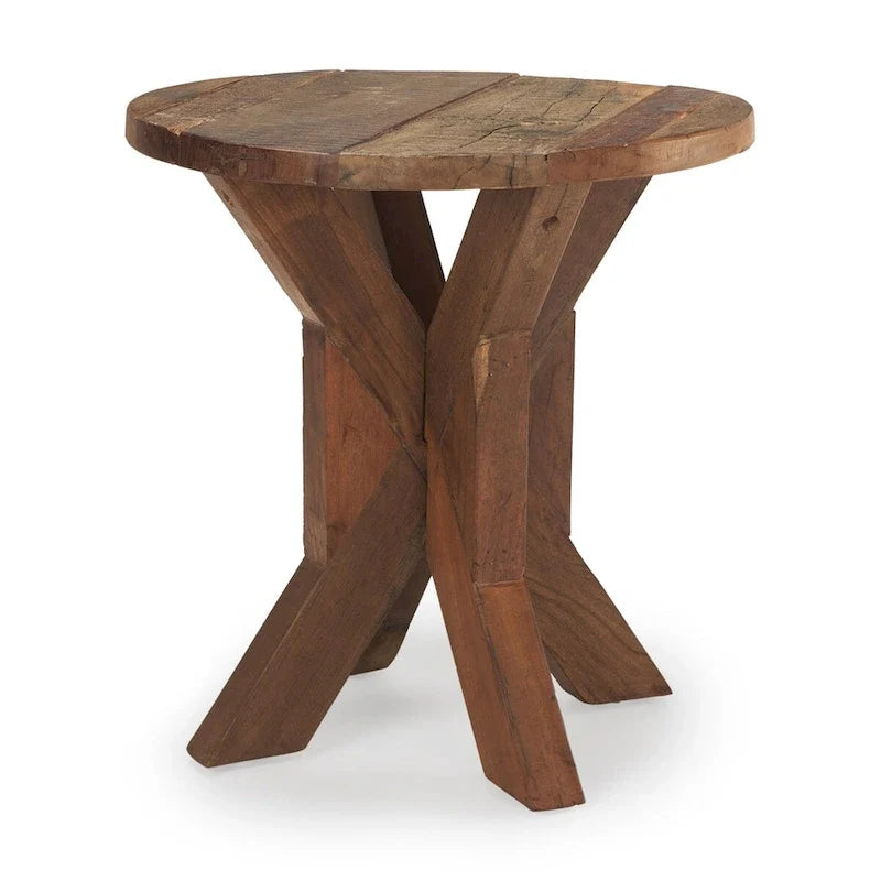LOVEfabHOME - Reclaimed Brown Wooden End Table - 25.8L x 25.8W x 26.0H