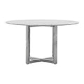 LOVEfabHOME - 48 Inch Round Dining Table with Marble Top, Cross Base, Chrome