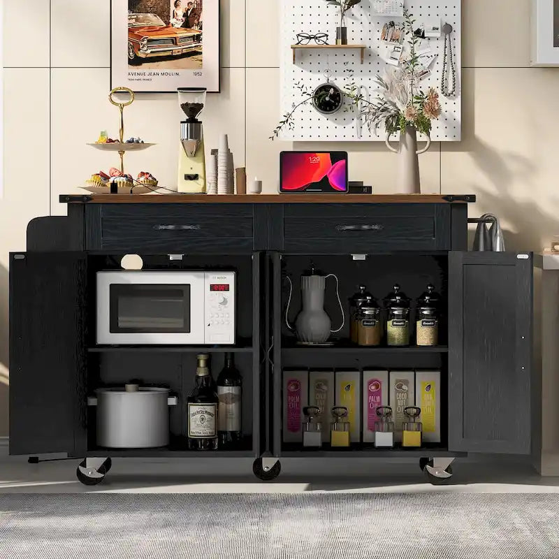 LOVEfabHOME - 53.5Farmhouse Kitchen Island with Power Outlet