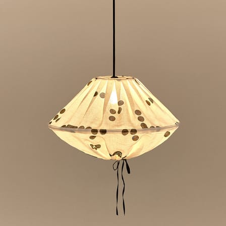 Lamp Shade Yumi Fabric Black / Ø 50 x H 30 cm - Linen - NOBODINOZ | Black / Polka Dots - View 1