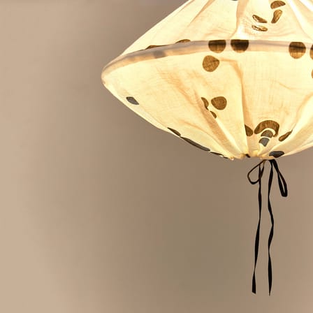 Lamp Shade Yumi Fabric Black / Ø 50 x H 30 cm - Linen - NOBODINOZ | Black / Polka Dots - View 3