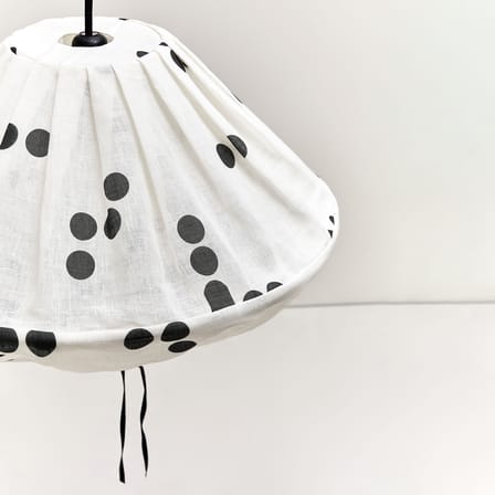 Lamp Shade Yumi Fabric Black / Ø 50 x H 30 cm - Linen - NOBODINOZ | Black / Polka Dots - View 2