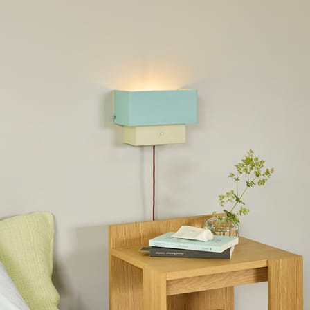 Plug-In Wall Light Arte / Dimmer - HÜBSCH | Blue & Sand - Cable : Fabric Red - View 1