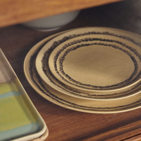 Set of 2 Plates 70s ceramics / Ø 27,5 cm - HK LIVING | Yellow - View 1