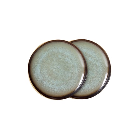 Set of 2 Dessert Plates 70s ceramics / Ø 22 cm - HK LIVING | Gray - View 3