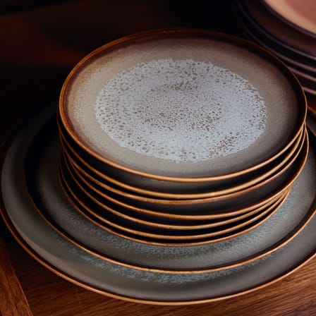 Set of 2 Dessert Plates 70s ceramics / Ø 22 cm - HK LIVING | Gray - View 1