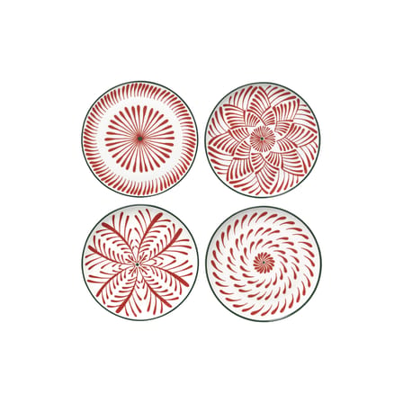 Set of 4 Dessert Plates Bazaar/ Ø 21 cm - Serax | Pattern : Red / Trim Green - View 2