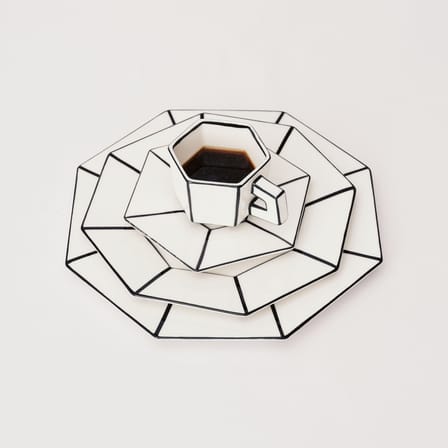 Set of 2 Dessert Plates Carte Blanche / Ø 22 cm - Serax | White - Black - View 1