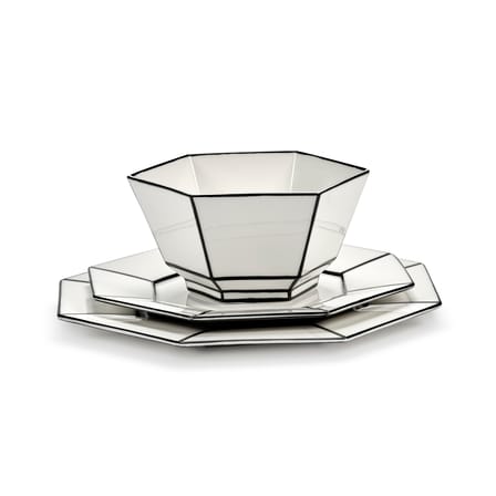 Set of 2 Dessert Plates Carte Blanche / Ø 22 cm - Serax | White - Black - View 4