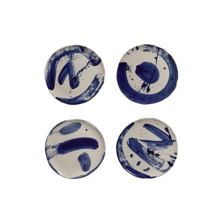 Set of 4 Dessert Plates Sophia / Ø 22 cm - Hand-Painted - Serax | Beige - Blue - View 2