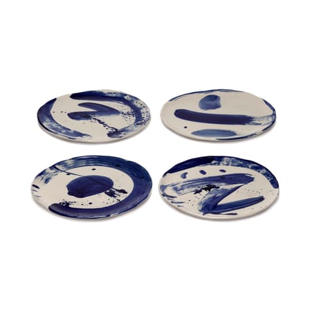 Set of 4 Dessert Plates Sophia / Ø 22 cm - Hand-Painted - Serax | Beige - Blue - View 3