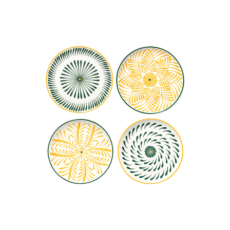 Set of 4 Plates Bazaar / Ø 26,5 cm - Serax | Pattern : Yellow & Green / Trim Yellow & Green - View 2