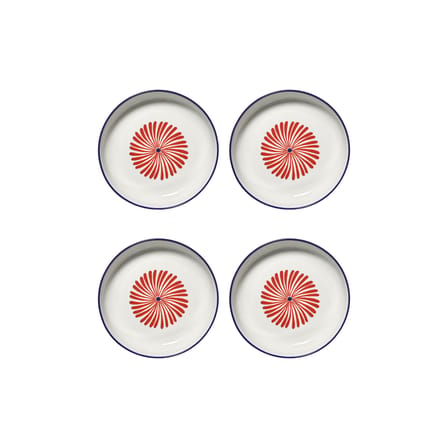 Set of 4 Soup Plates Bazaar / Ø 21 cm - Serax | Pattern : Red / Trim Blue - View 1