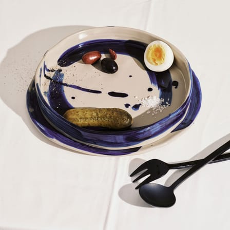 Set of 2 Soup Plates Sophia / Ø 19 cm - Hand-Painted - Serax | Beige - Blue - View 1