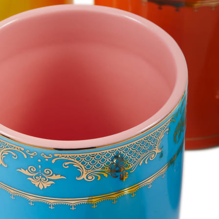 Box Grandpa Medium Ceramic Blue / Ø 11 x H20 cm - POLSPOTTEN | Blue / Gold details - View 1