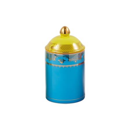 Box Grandpa Medium Ceramic Blue / Ø 11 x H20 cm - POLSPOTTEN | Blue / Gold details - View 2