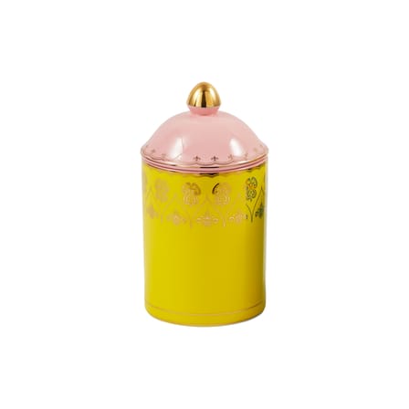 Box Grandpa Medium Ceramic Yellow / Ø 11 x H20 cm - POLSPOTTEN | Yellow / Gold details - View 2