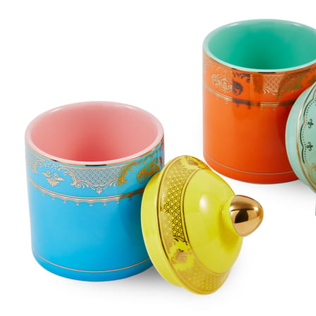 Box Grandpa Small Ceramic Blue / H 14 cm - POLSPOTTEN | Blue / Gold details - View 3