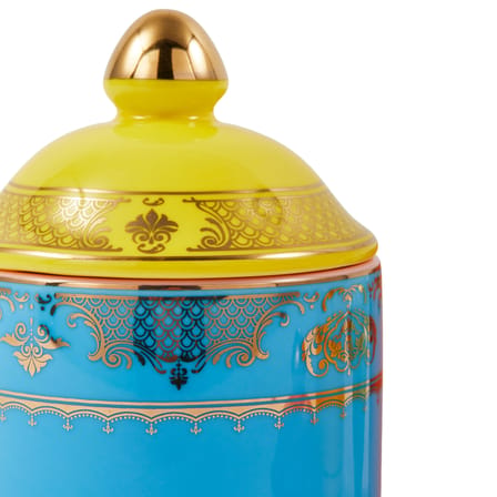 Box Grandpa Small Ceramic Blue / H 14 cm - POLSPOTTEN | Blue / Gold details - View 1